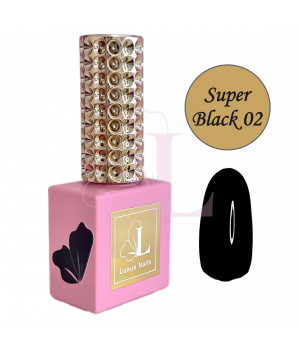 Gellack Super Black 02 von Luxus Nails (extrem schwarz) 8 ml.